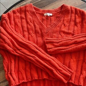 Madewell Cozy  Red Cable Knit Sweater